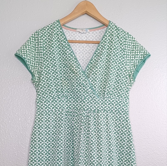 Boden Geo Print Short Sleeve V-Neck SZ 8R Sheath Dress - Picture 4 of 15